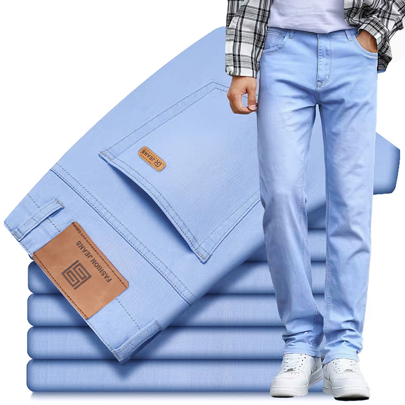 Men'S Fashion Nova Jeans - 2025 Summer New Men's Light Blue