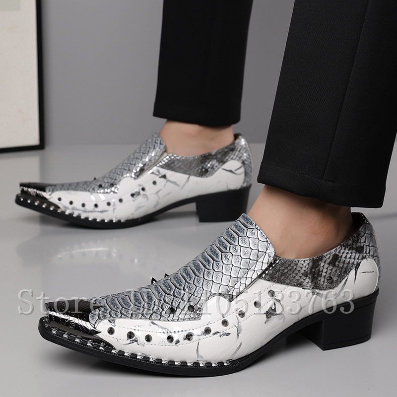 Men'S Fashion Formal - Men Snake Skin Print Pointed Toe