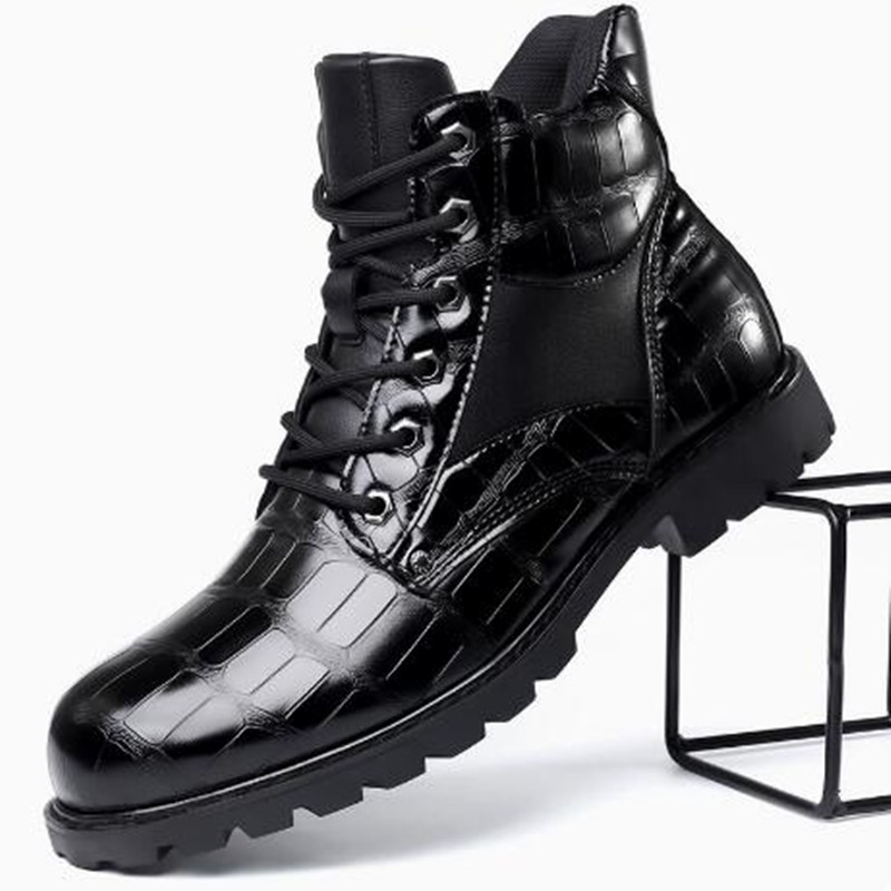 Mens Fashion Zapatos - Brand Men Boots Grid Pattern Square