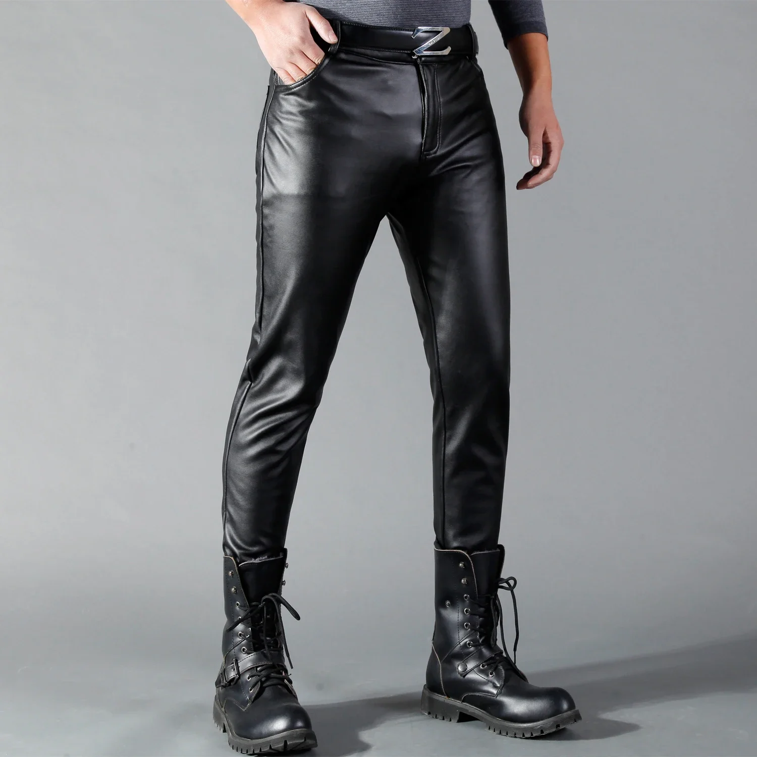 Men's Leather Pants Skinny Fit - Men Fashion Rave 评论和价格