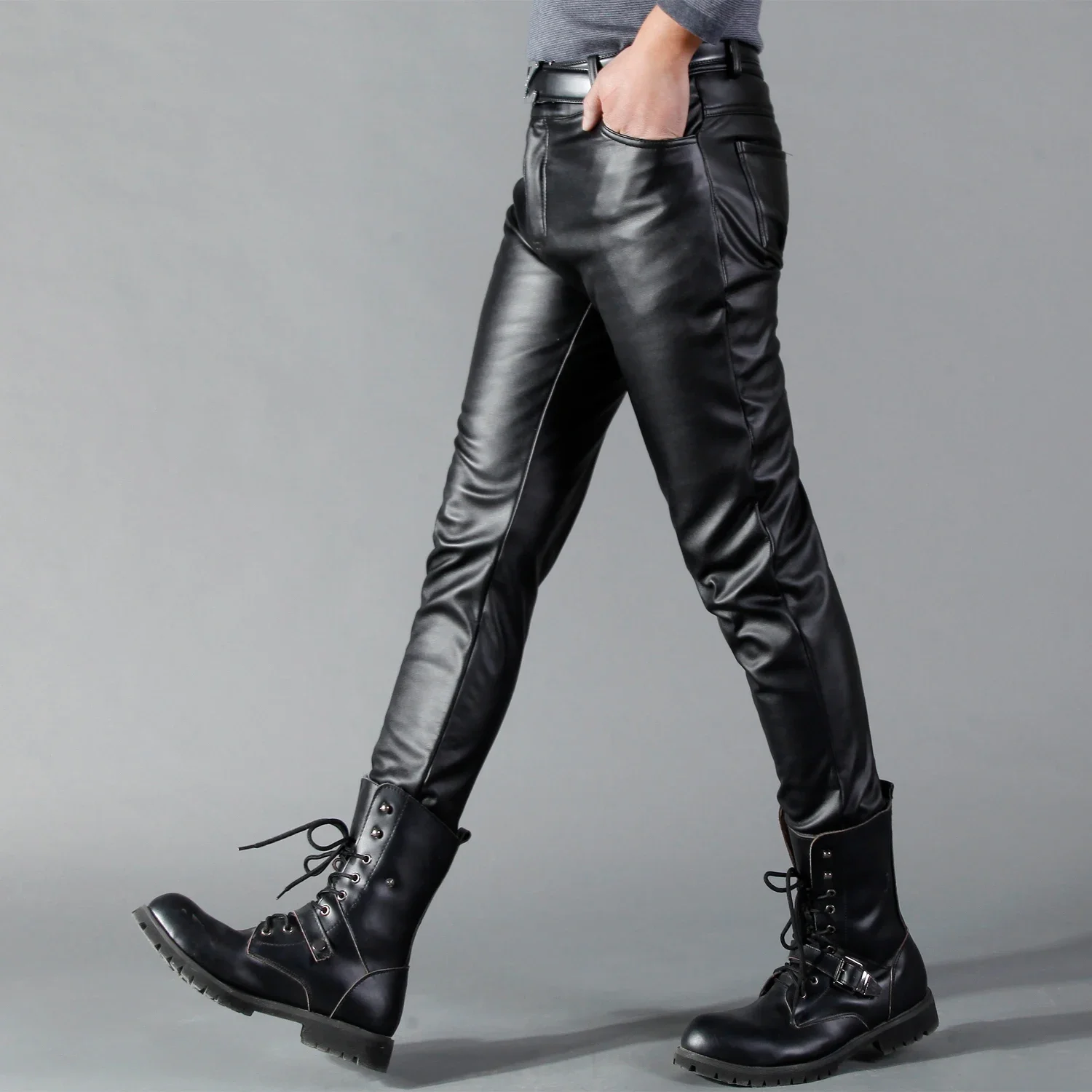 Men's Leather Pants Skinny Fit - Men Fashion Rave 评论和价格