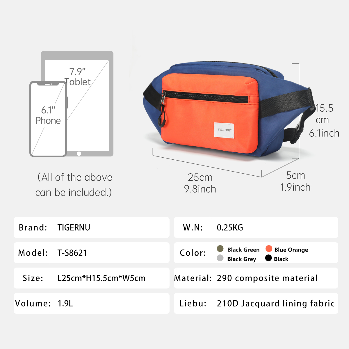 Tigernu  Chest Bag For Men 7.9 - Crossbody Bag Men 评论和价格