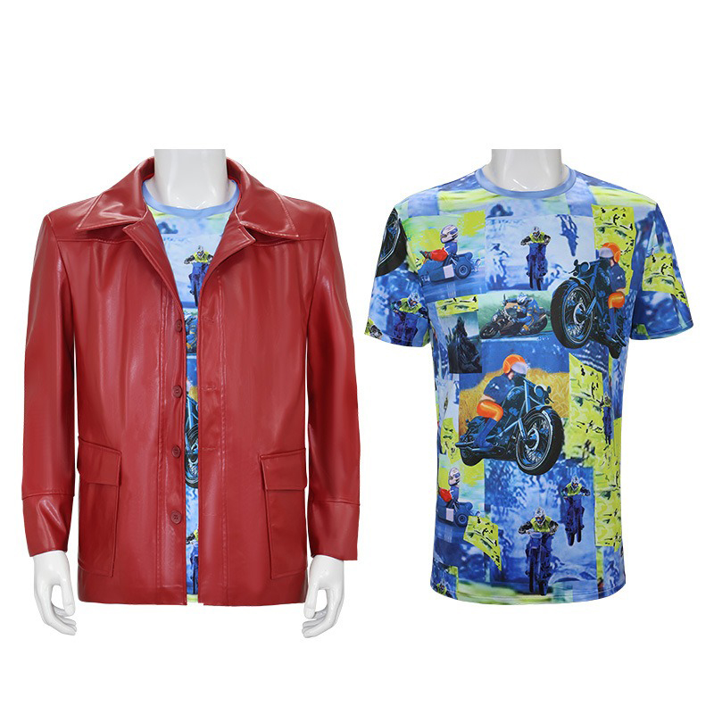Men Red Leather Jacket Fight C - Men Fashion Rave 评论和价格