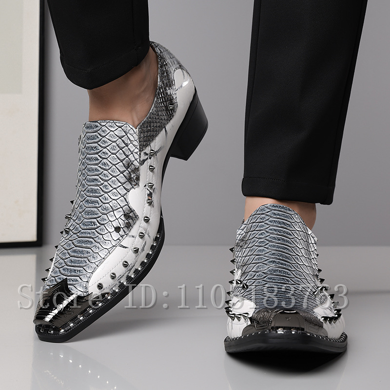 Men Snake Skin Print Pointed T - Men'S Fashion Formal 评论和价格