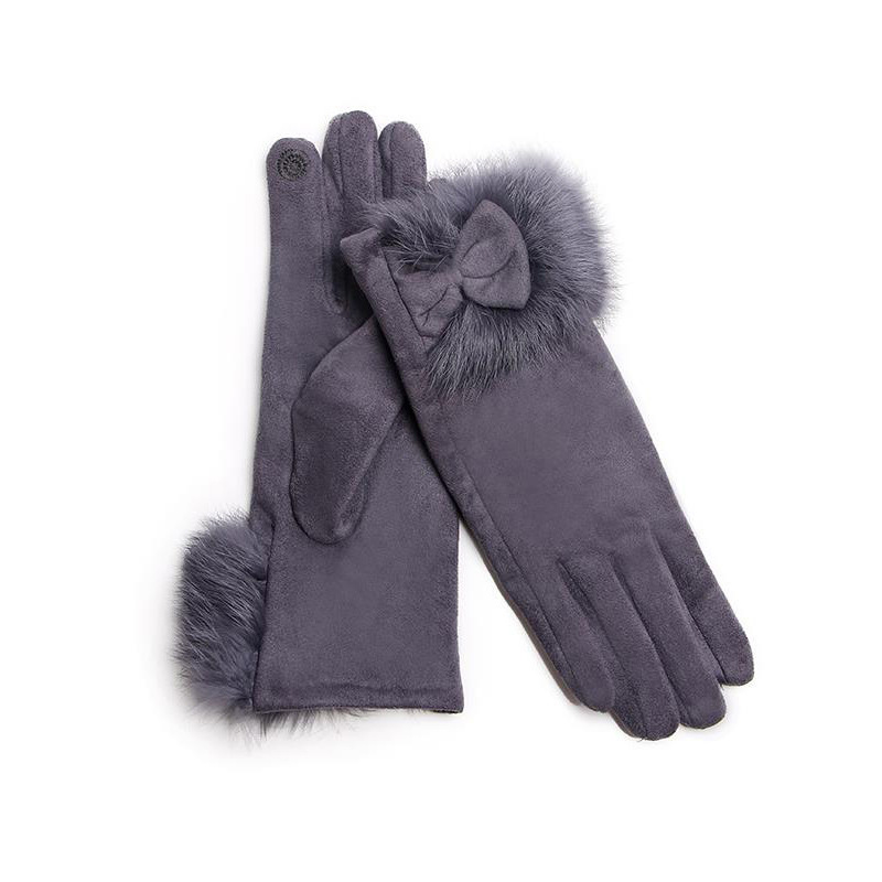 Winter Female Suede Leather Bo - Driving Gloves Leather 评论和价格