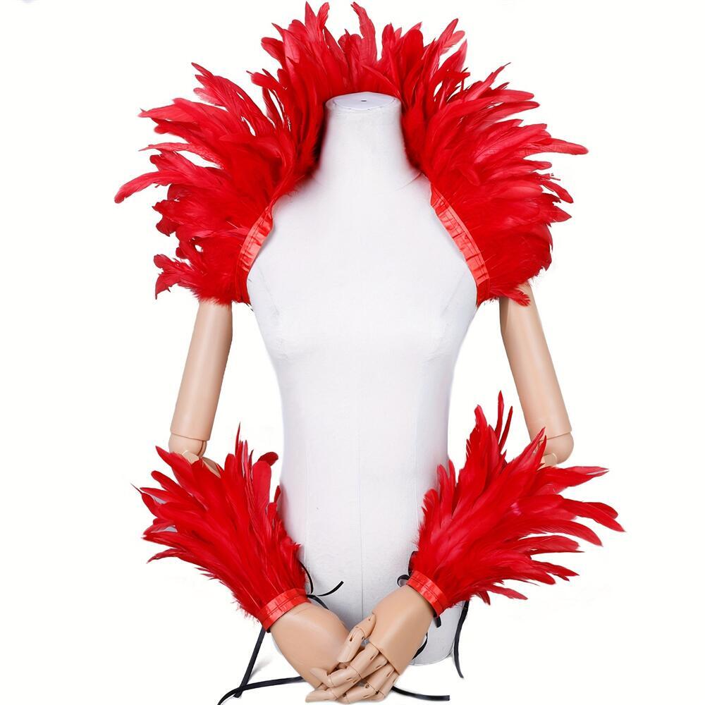 Elegant Red Feathers Women's S - Men Fashion Rave 评论和价格