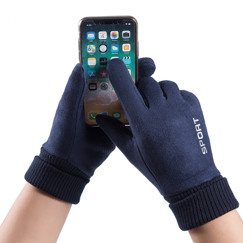 Men Winter Suede Leather Plush - Driving Gloves Leather 评论和价格