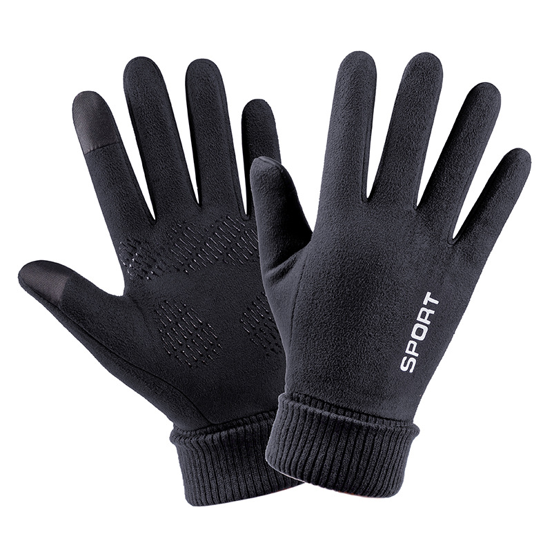 Men Winter Suede Leather Plush - Driving Gloves Leather 评论和价格
